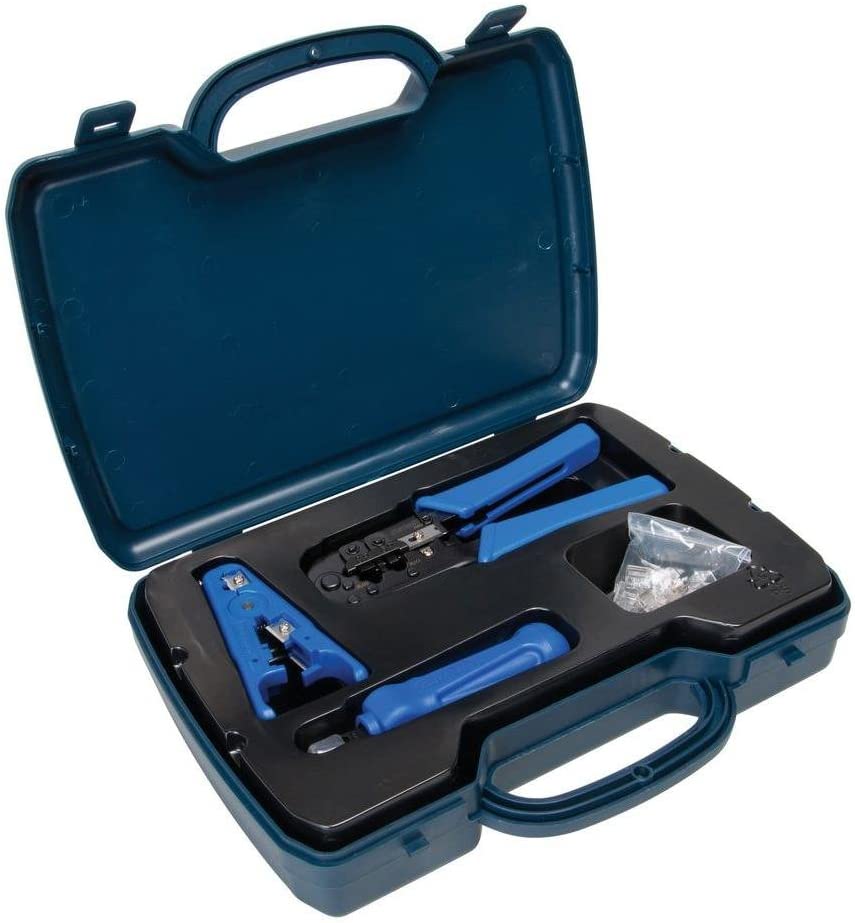 SEKURER PA70007 Ethernet Network Tool Kit - Includes RJ45/RJ11 Crimp Tool, Cable Stripper, Punch Down Tool, RJ45 Connectors - CAT5, CAT5E, CAT6 - Cable Insertion And Extraction Tools -