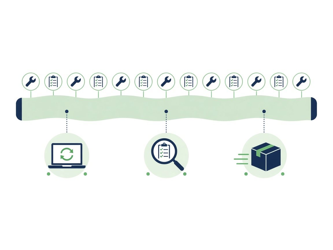Yearly timeline with recurring monthly visits and larger milestones for device refresh, audit and office relocation