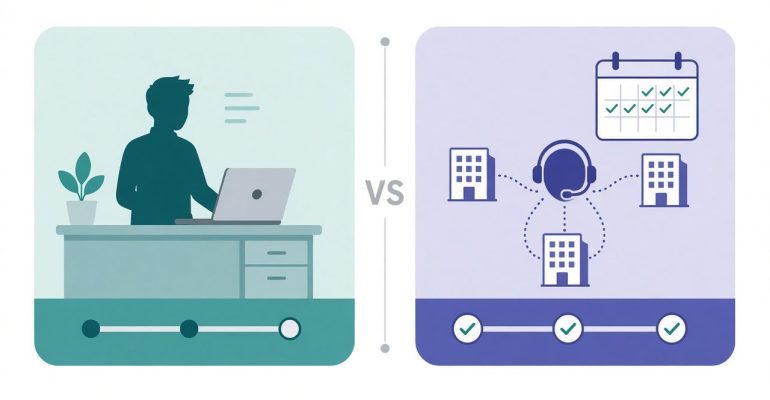 Comparison of IT talent dispatch with a dedicated onsite technician versus shared retainer support for multiple offices