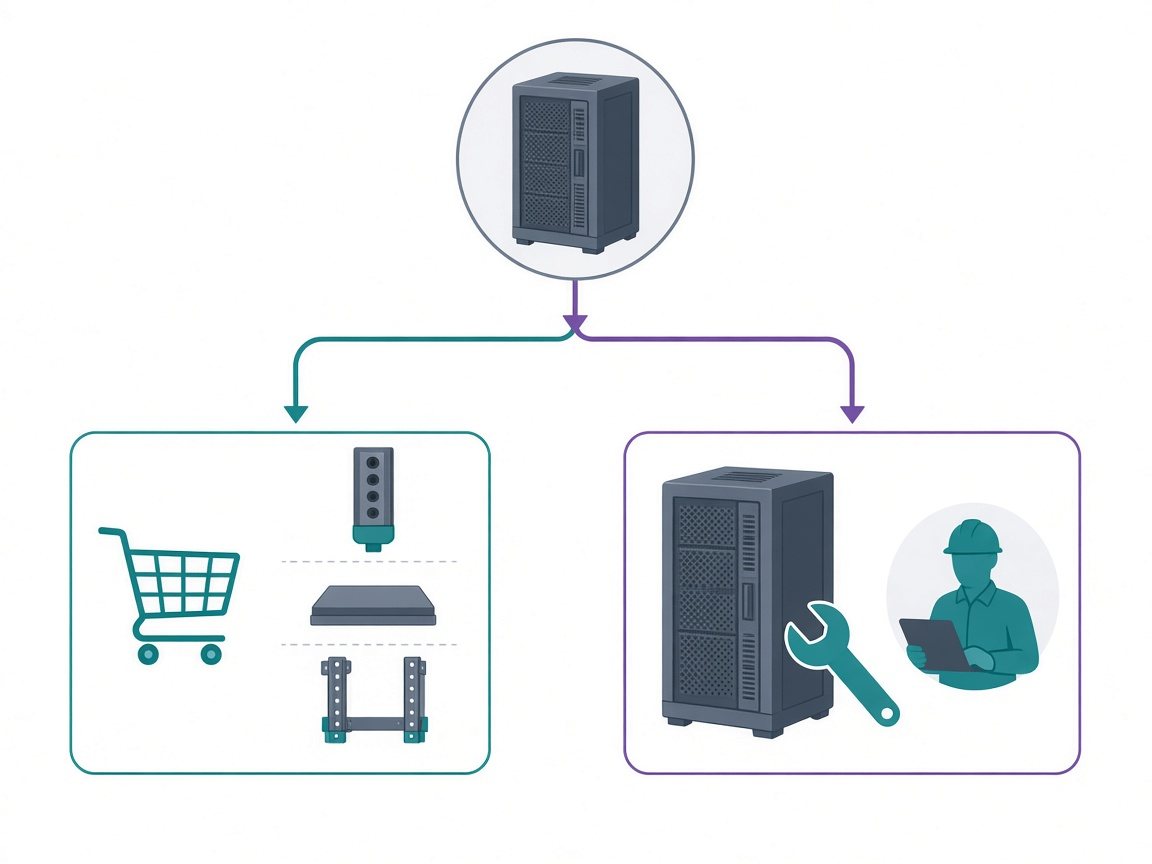 Decision paths: buy individual components for an existing design, or coordinate a whole rack system with onsite work
