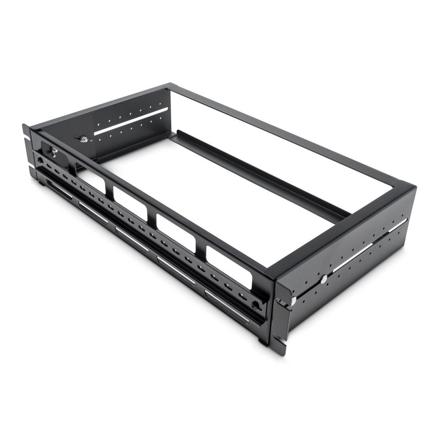 2U 19" Adjustable Rackmount DIN-Rail Bracket for 35mm Rail Devices