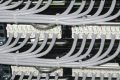 Rear of copper patch panels with bundled, tied and dressed horizontal cables